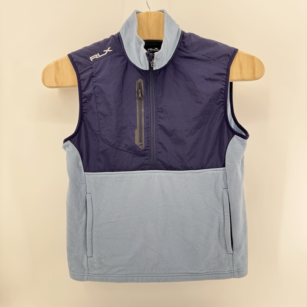 RLX Ralph Lauren Jacket Mens Medium Blue Sleeveless Full Zip Golf Vest Softshell